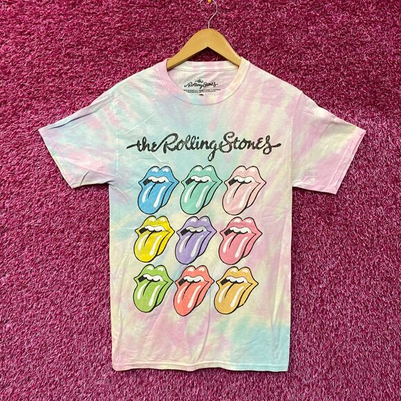 The Rolling Stones  Pastel Tie Dye Rock Tshirt size Small - Picture 1 of 5